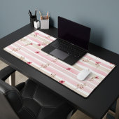 Pink Watercolor Floral Stripe Pattern Schreibtischunterlage