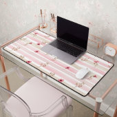 Pink Watercolor Floral Stripe Pattern Schreibtischunterlage