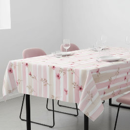 Pink Watercolor Floral Stripe Pattern Tischdecke