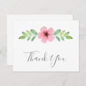 Pink Watercolor Floral Swag Danke Karte (Vorne/Hinten)