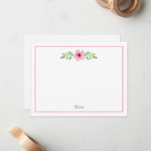 Pink Watercolor Floral Swak Note Card Mitteilungskarte (Vorderseite/Rückseite Beispiel)