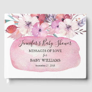 Pink Watercolor Floral Tribal Baby Dusche Gästebuch