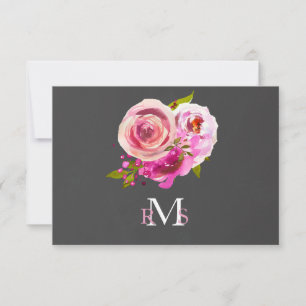 Pink Watercolor Floral Typogramm Monogramm