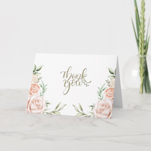 Pink Watercolor Floral Vielen Dank Dankeskarte (Vorderseite)