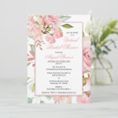 Pink Watercolor Floral Virtual Brautparty Invit Einladung (Stehend Vorderseite)
