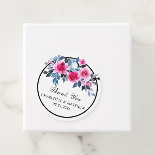 Pink Watercolor Floral Wedding Danke Geschenkanhänger (Beispiel)