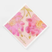 Pink Watercolor Floral Wedding Napkins Serviette (Ecke)