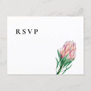 Pink Watercolor Floral Wedding RSVP Optionen Einladungspostkarte