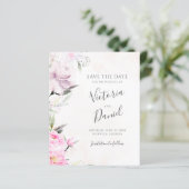 Pink Watercolor Floral Wedding Save the Date (Stehend Vorderseite)