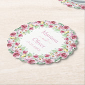 Pink Watercolor Floral Wedding Untersetzer (angewinkelt)