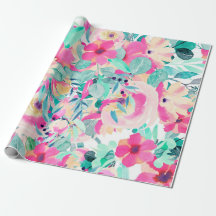 Pink Watercolor Floral Wrapping Paper
