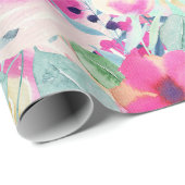 Pink Watercolor Floral Wrapping Paper Geschenkpapier (Rolleneckpunkt)
