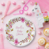 Pink Watercolor Floral Wreath Pappteller (Party)