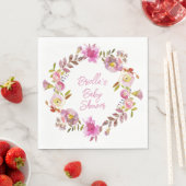 Pink Watercolor Floral Wreath Serviette (Beispiel)