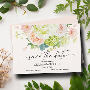 Pink Watercolor Florals Hochzeit Save The Date