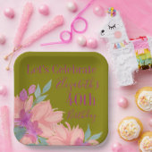 Pink Watercolor Florals individuell gestaltete Geb Pappteller (Party)