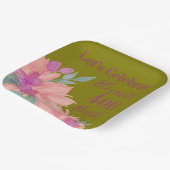 Pink Watercolor Florals individuell gestaltete Geb Pappteller (Gewinkelt)