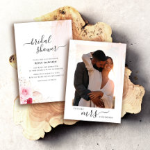 Pink Watercolor Flowers Bridal Shower