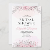 Pink Watercolor Flowers Bridal Shower Einladung (Vorderseite)