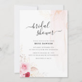 Pink Watercolor Flowers Bridal Shower Einladung (Vorderseite)