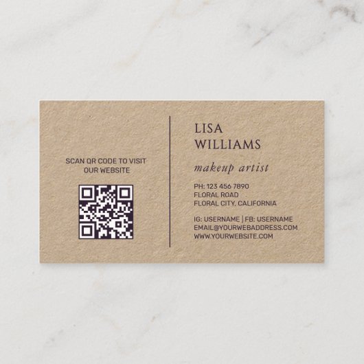 Pink Watercolor Flowers Kraft Visitenkarte (Rückseite)