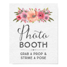 Pink Watercolor Foto Booth Wedding Sign