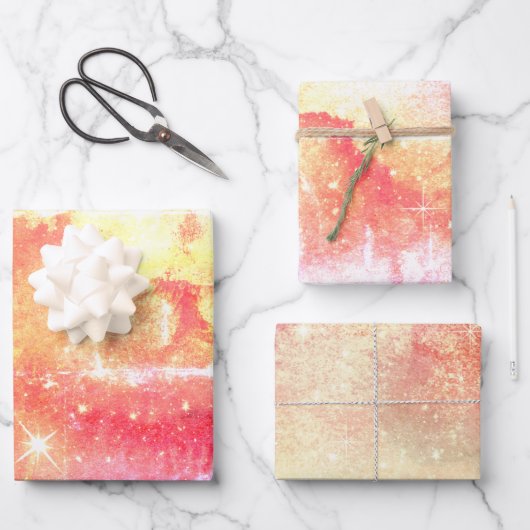 Pink Watercolor Galaxy Geschenkpapier Set (Vorderseite)