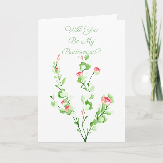 Pink Watercolor Garden Bouquet Karte (Vorderseite)