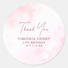 Pink Watercolor Geburtstag Runder Aufkleber