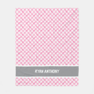 Pink Watercolor Gingham Kariert Checkered Girls Na Fleecedecke
