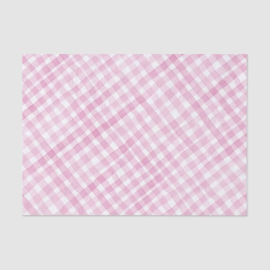 Pink Watercolor Gingham Party Tissue Paper Seidenpapier (Vorderseite)