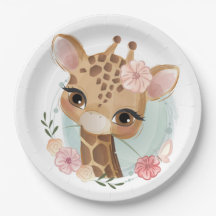 Pink Watercolor Giraffe Kinderdusche Einladung
