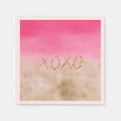 Pink Watercolor Glam Gold Gefärbte Krawatte XOXO G Serviette (Vorderseite)