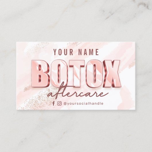 Pink Watercolor Glitzer Aftercare Card Visitenkarte (Vorderseite)