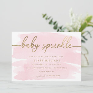 Pink Watercolor Gold Baby Sprinkle Einladung