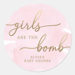 Pink Watercolor Gold Bath Bombe Gefallen Sticker