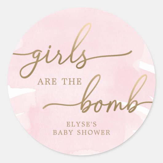 Pink Watercolor Gold Bath Bombe Gefallen Sticker (Vorderseite)
