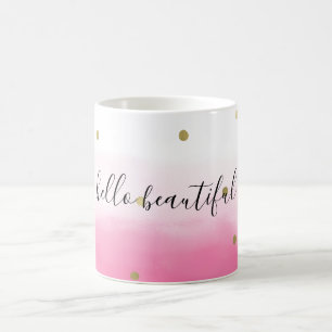 Pink Watercolor Gold Confetti Ombre Beautiful Kaffeetasse