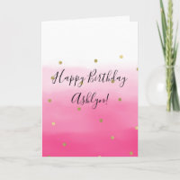 Pink Watercolor Gold Confetti Ombre Geburtstag