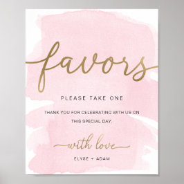 Pink Watercolor Gold-Favoriten-Zeichen Poster