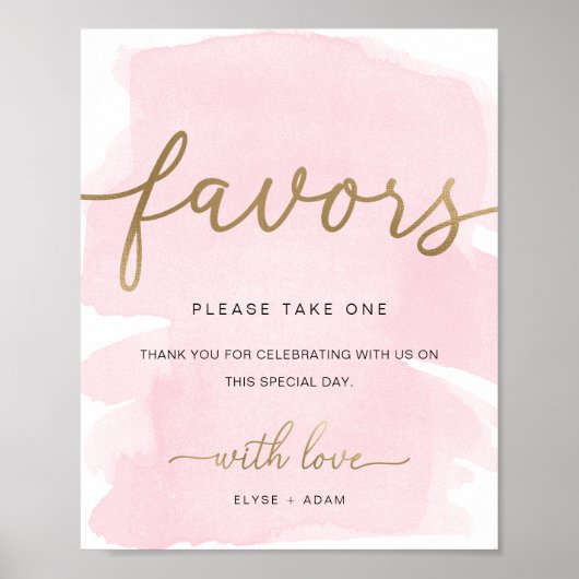 Pink Watercolor Gold-Favoriten-Zeichen Poster (Vorne)