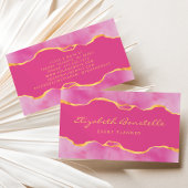 Pink Watercolor Gold Foil Luxus Visitenkarte
