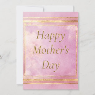 Pink Watercolor & Gold Foil Muttertagskarte Einladung