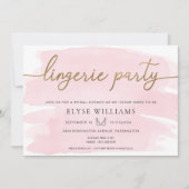 Pink Watercolor Gold Lingerie Party Brautparty Einladung (Vorderseite)