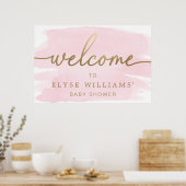 Pink Watercolor Gold Willkommenszeichen Poster (Küche)
