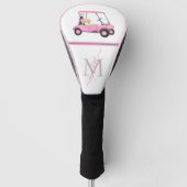 Pink Watercolor Golf Cart Name Monogram Headcover (Vorderseite)