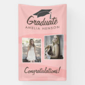 Pink Watercolor Graduate Herzlichen Glückwunsch 2 Banner (Vertikal)