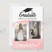 Pink Watercolor Graduate Herzlichen Glückwunsch 2 Karte (Vorderseite)