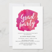 Pink Watercolor Graduation Party Einladung (Vorderseite)