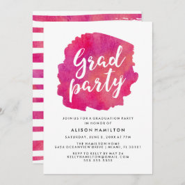 Pink Watercolor Graduation Party Einladung